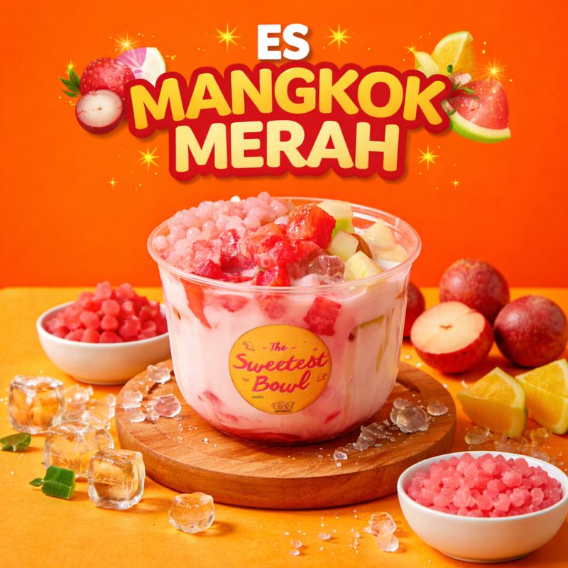 Sop buah dengan isian Semangka, Melon, dan sagoo Mutiara