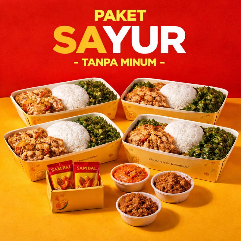 nasi + ayam geprek Original (Lv 1-7) + tumis sayur pilih 1 macam - tanpa minum